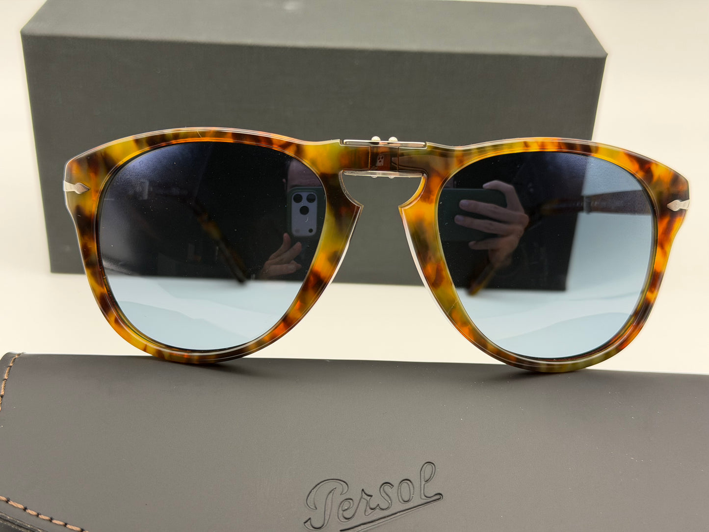 Persol 714 SM 54mm Caffe Light Blue Gradient Dark Blue Polarized 0108S3 Steve McQueen Italy Open Box