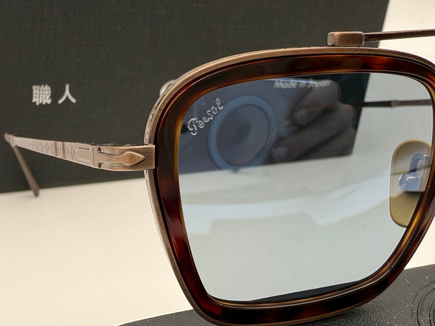 Persol PO 5012 ST 49mm Titanium Antique Gold Tortoise / Light Blue 801656 Japan NEW