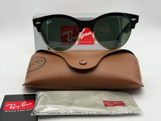 Ray-Ban Clubmaster Way 54mm Black Gold / Green G 15 lens RB 2341 NEW