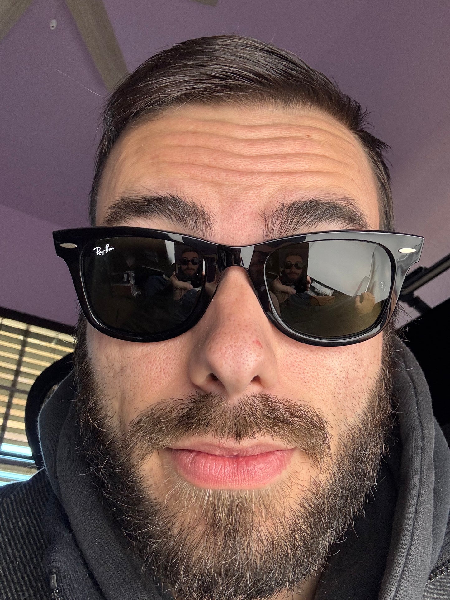 Ray-Ban Wayfarer Ease 50mm Black / G 15 Green RB 4340 601 Italy NEW