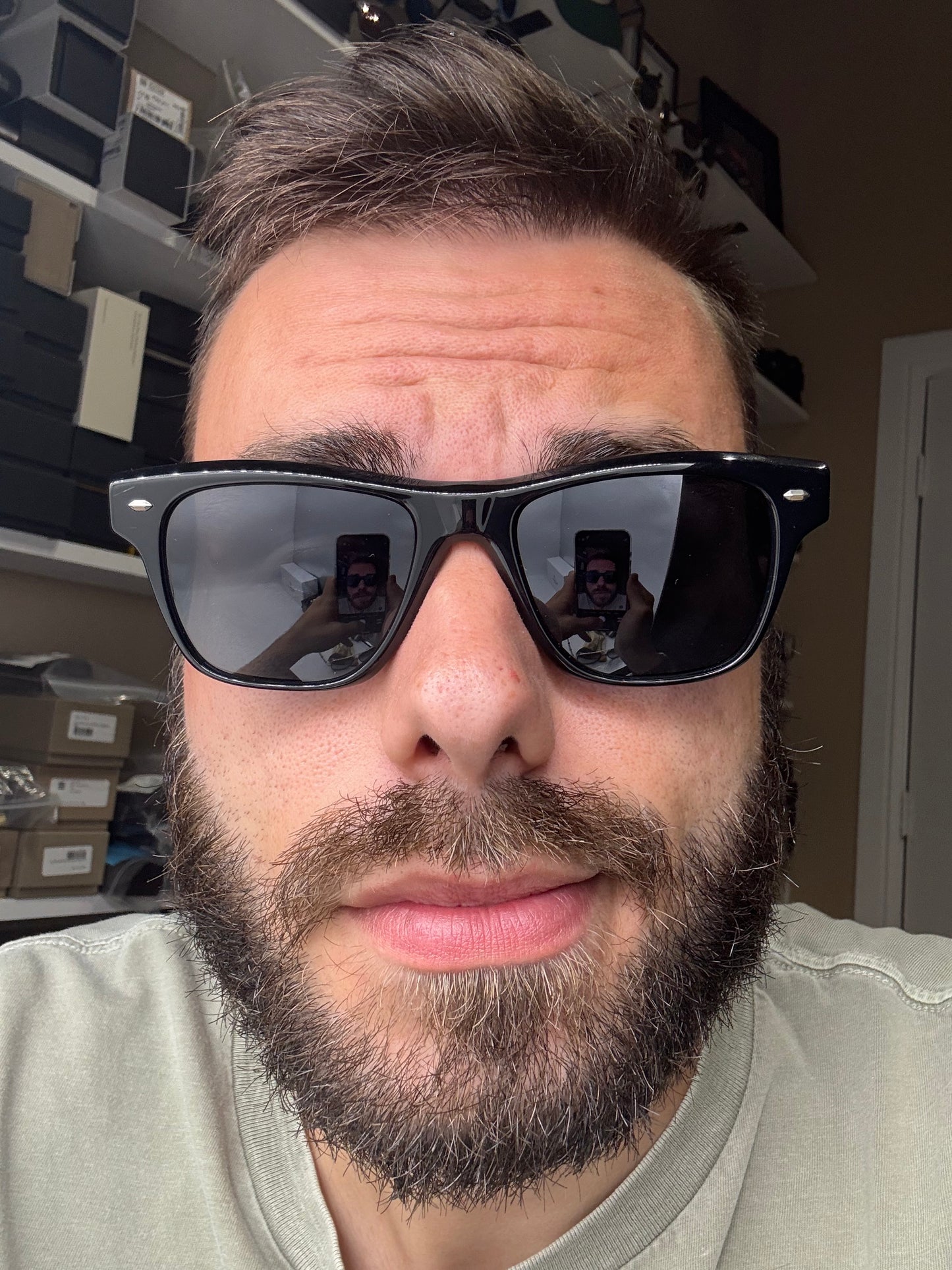 Oliver Peoples Oliver Sixties Sun 52mm OV 5522 SU 14923R Black / Blue Polarized Italy Preowned