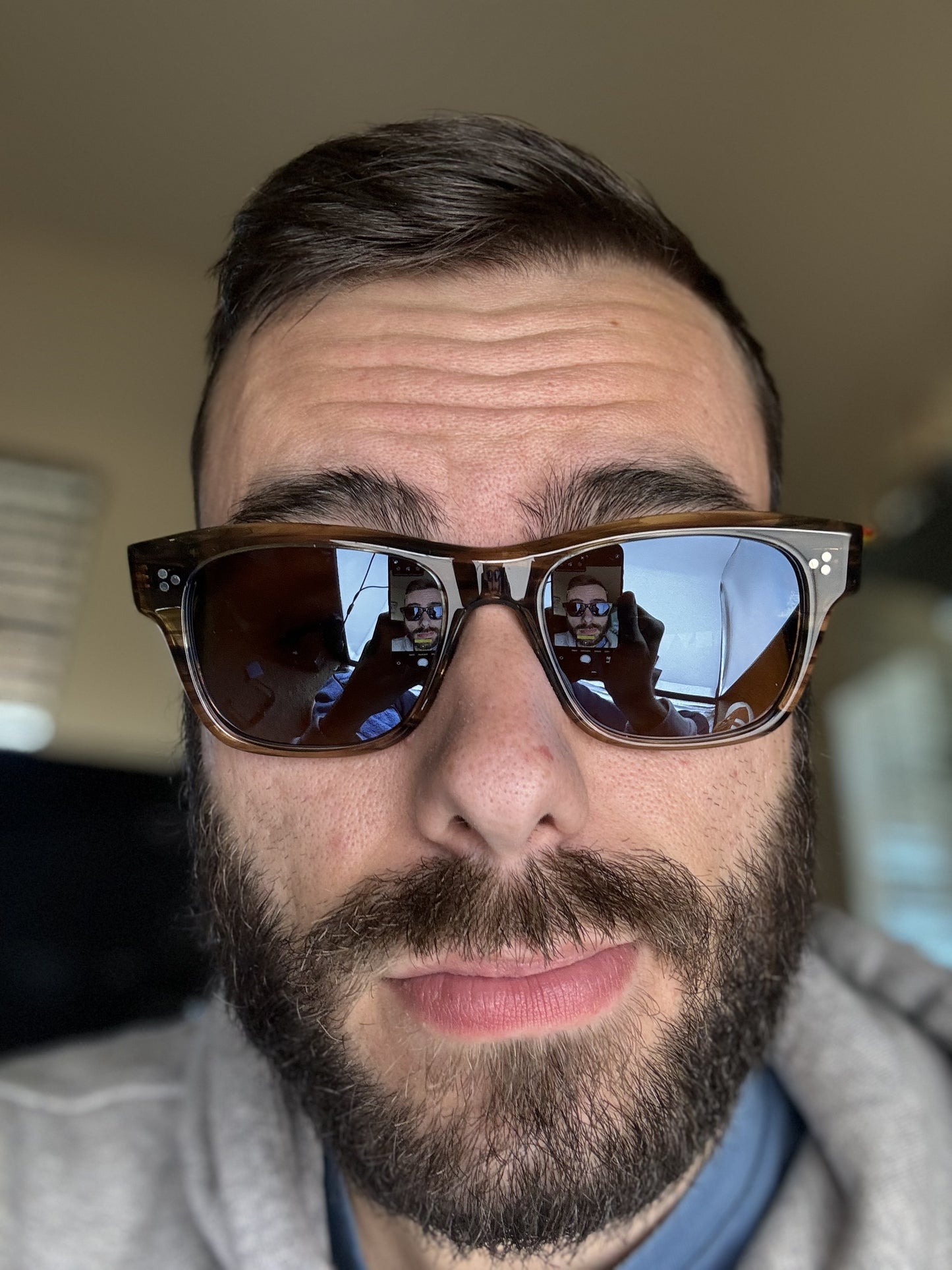 Oliver Peoples Birell Sun 52mm Oliver Smoke Cognac Mirror OV 5524 SU 1719G8 Factory Defect Read Description