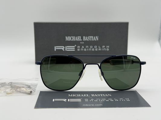 Randolph Engineering x Michael Bastian Aviator 52mm Rare Navy Blue Frames AGX Glass None Polar Lens Preowned