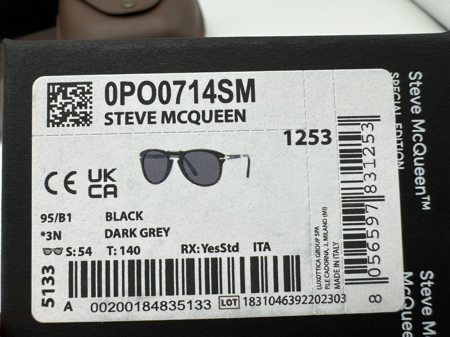 Persol PO 714 SM Steve McQueen 54mm Black / Dark Gray 95/B1 Special Edition Italy NEW