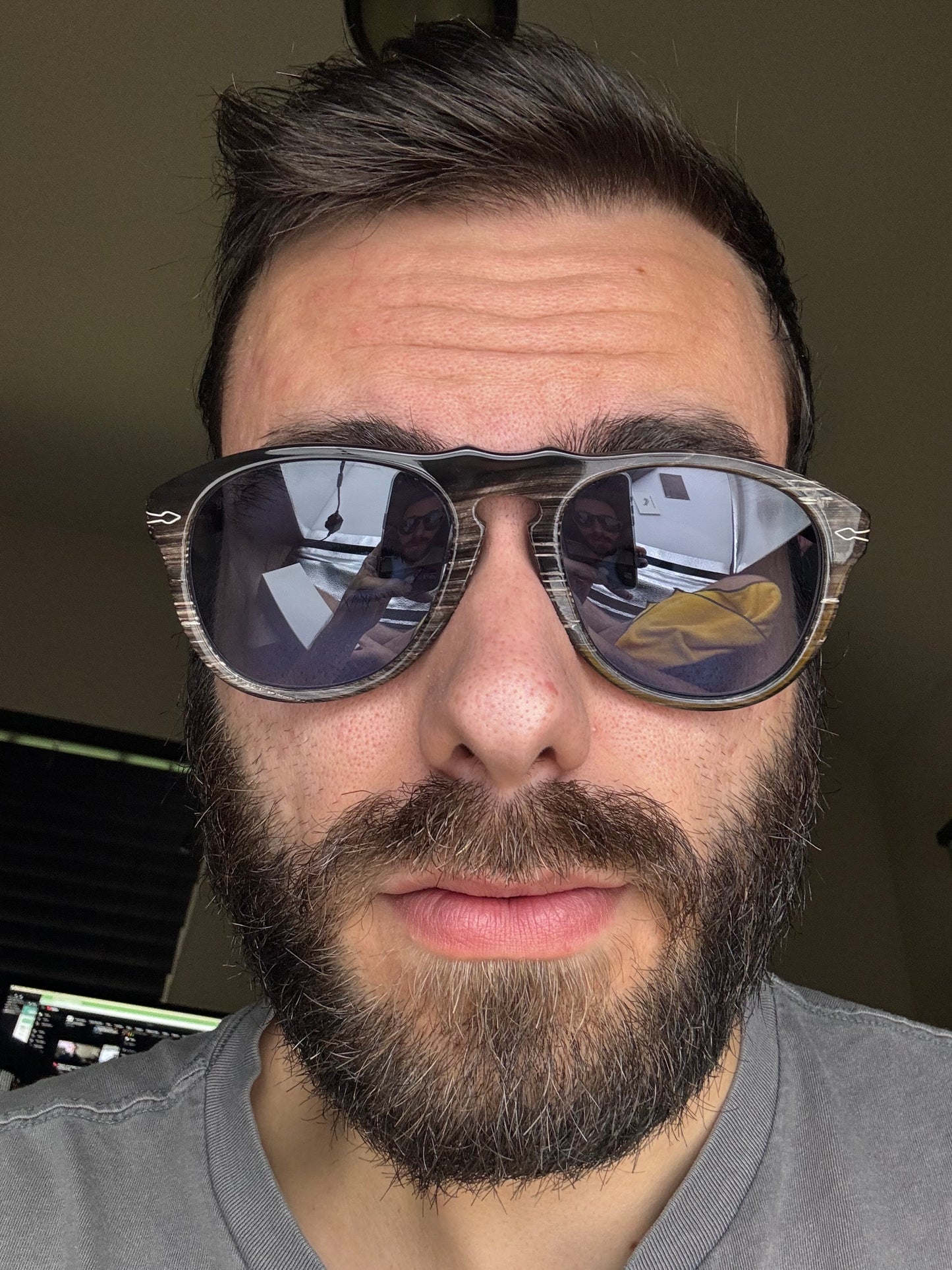 Persol PO 649 CO 54mm Genuine Horn Special Edition Black Striped White Light Blue Mirror Silver Italy