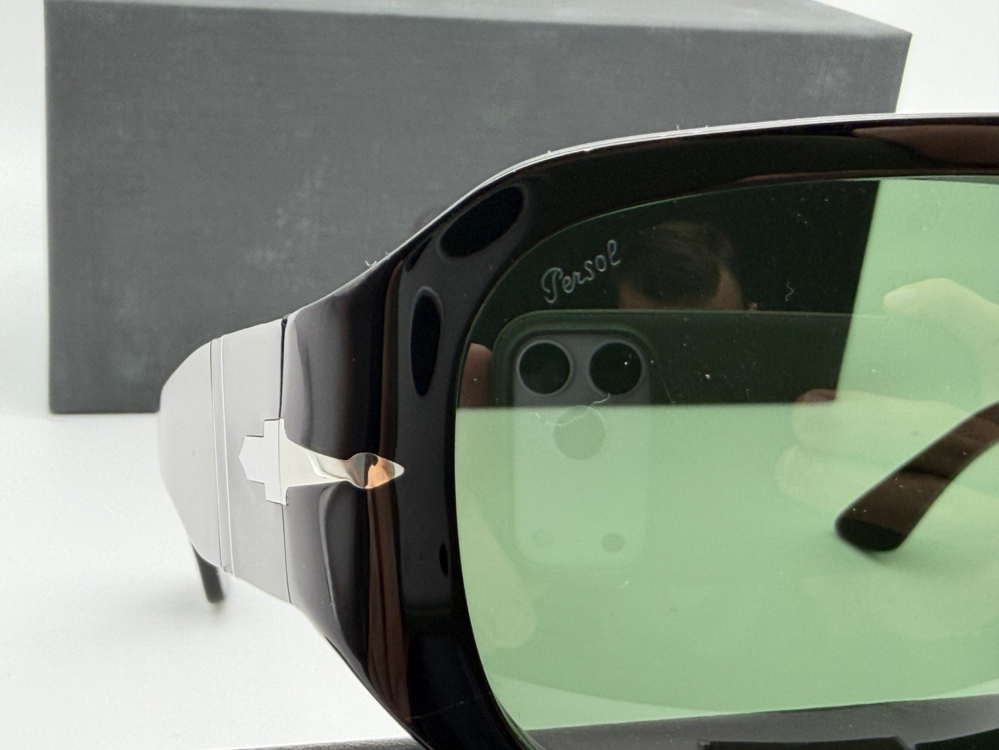 Persol Vincent 56mm Black / Green 95 / 31 Italy NEW
