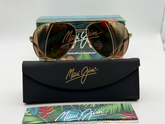 Maui Jim Seacliff 61mm Aviator Gold / HCL Bronze MJ 0831 Italy NEW