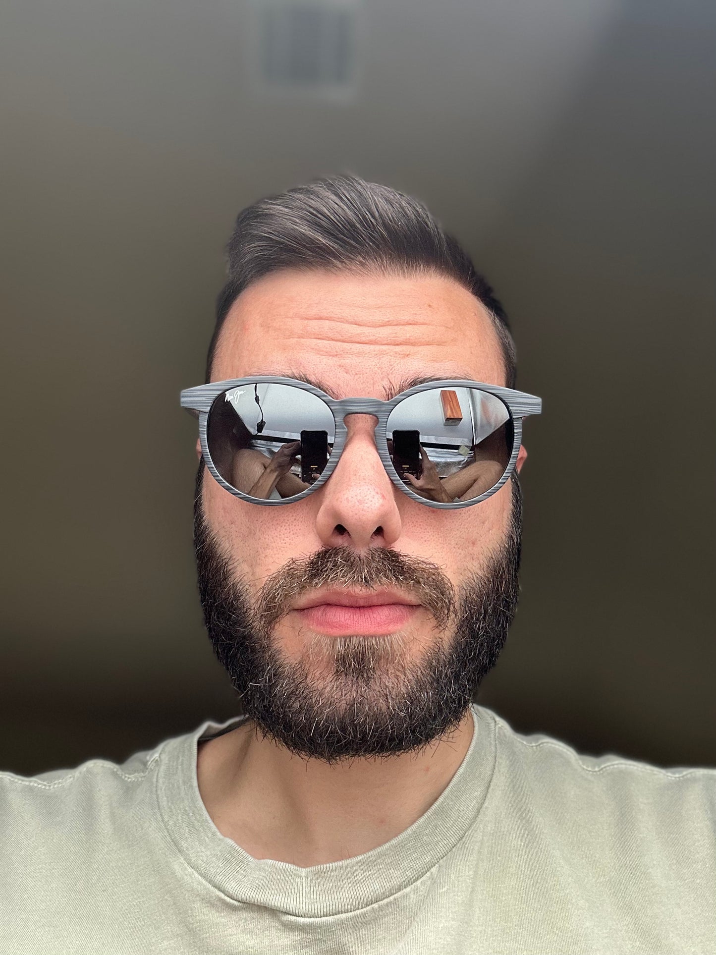 Maui Jim Kiawe 53mm Round MJ 809 Gray Stripe Frame STG Natural Gray Lens Italy NEW