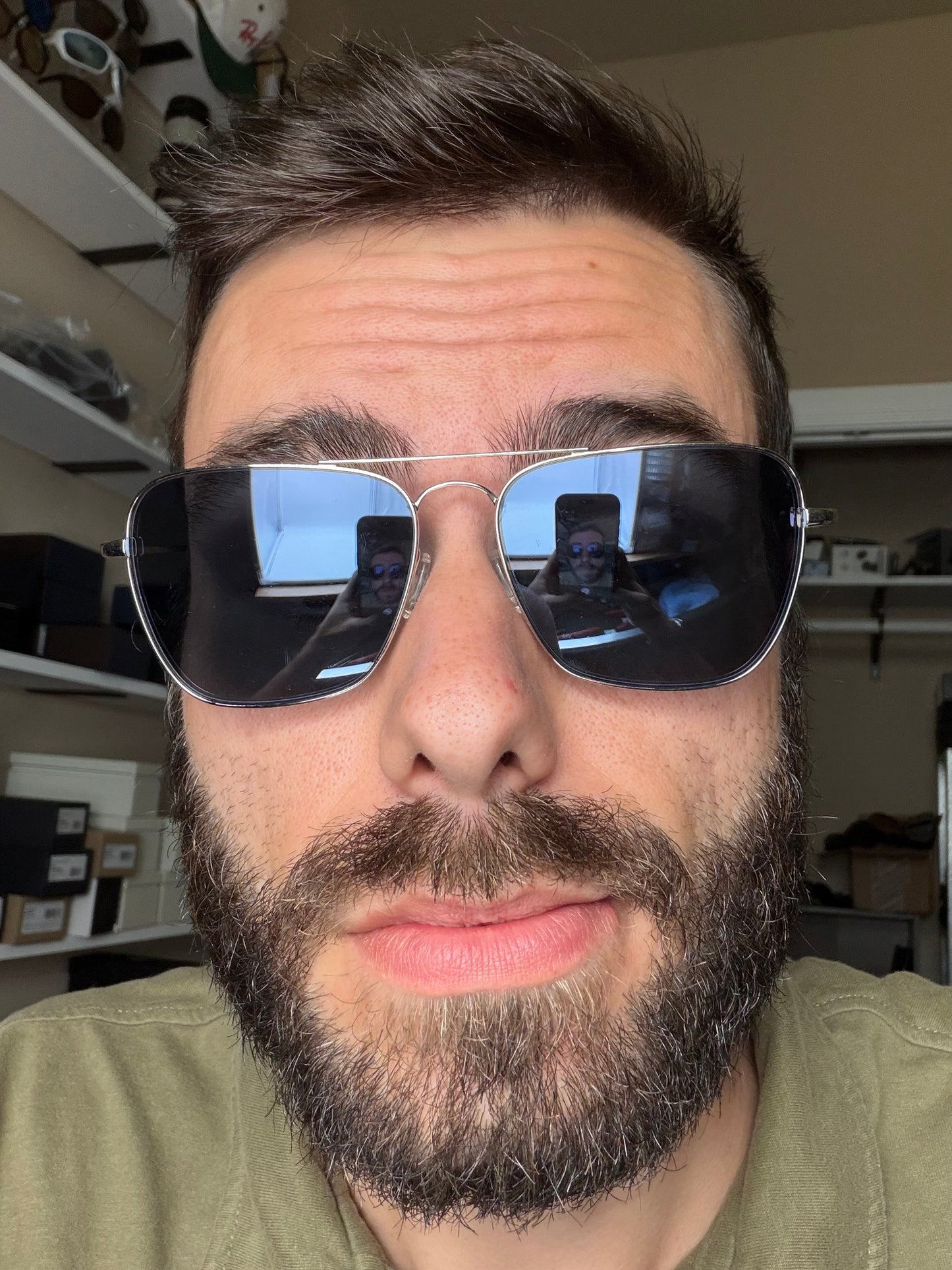 Oliver Peoples Patten 57mm OV 1060 5036 56 Silver / Blue Japan Preowned