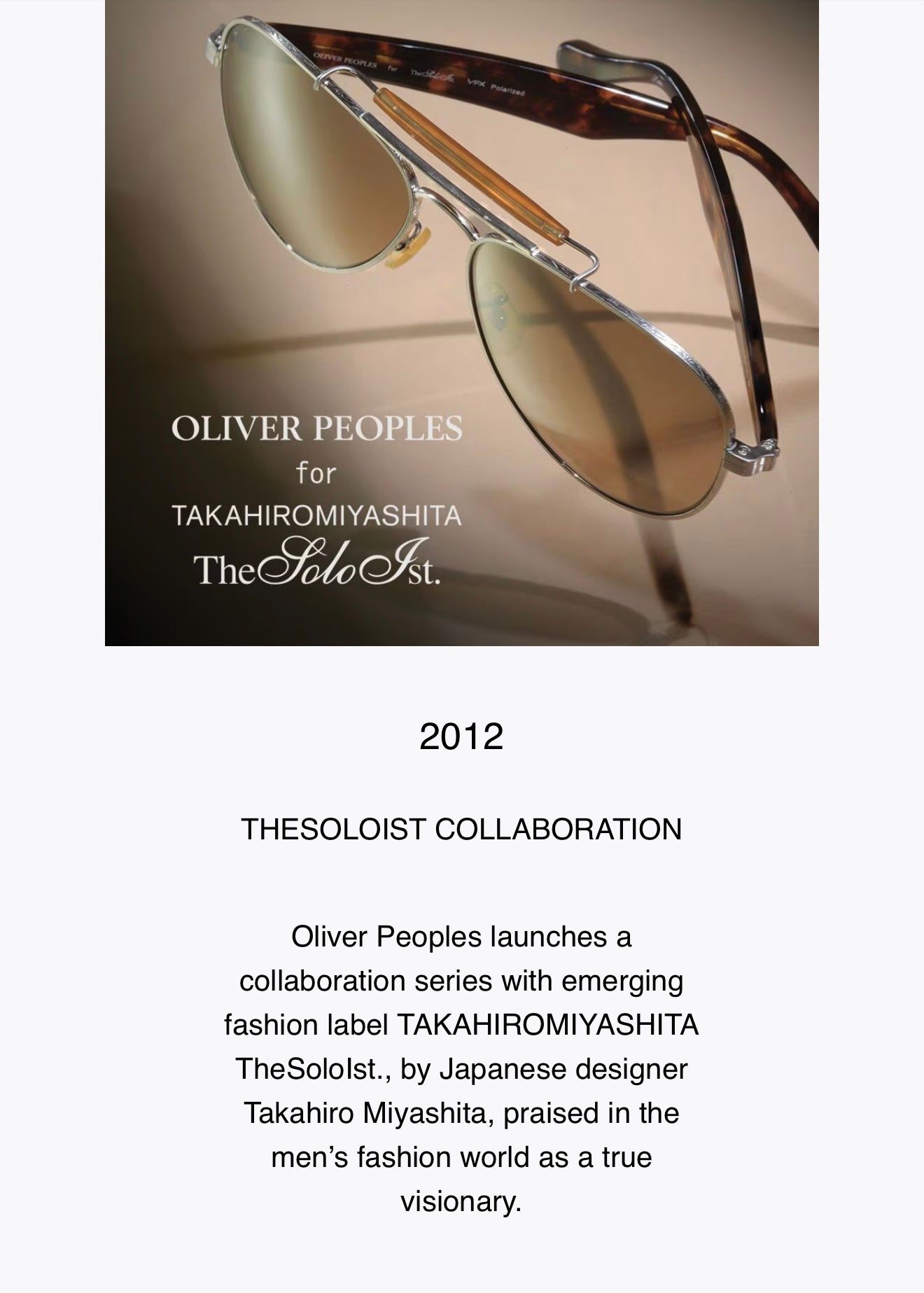 Oliver Peoples Teardrop 57mm OV 1114S The Soloist Takahiro Antique Gold / Chrome Amber Japan Preowned