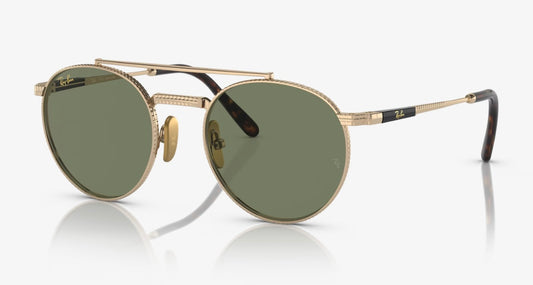 Ray-Ban Round II Titanium 50mm RB 8237 Gold / Green G-15 313852 Japan NEW