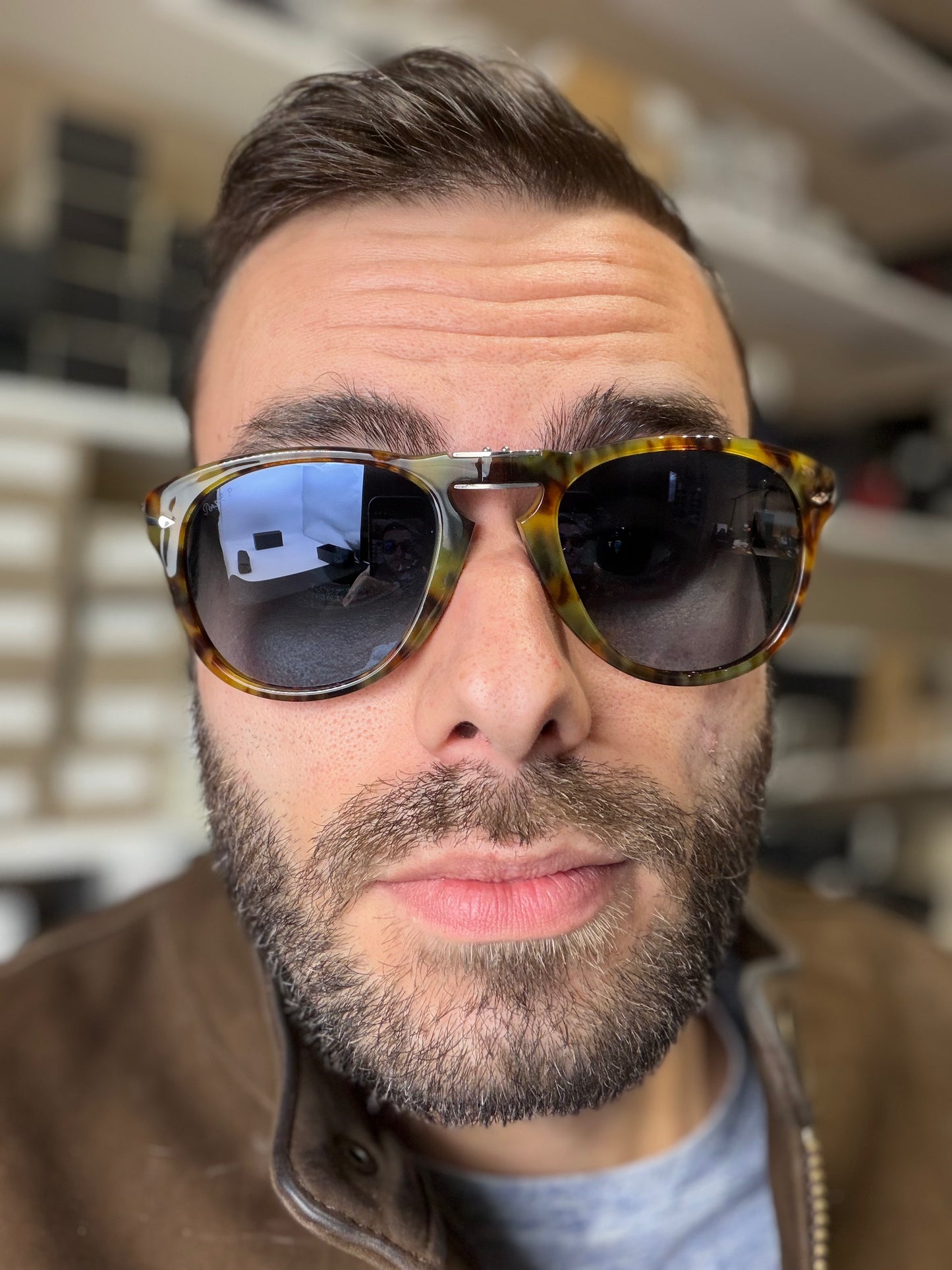 Persol 714 SM 54mm Caffe Light Blue Gradient Dark Blue Polarized 0108S3 Steve McQueen Italy NEW