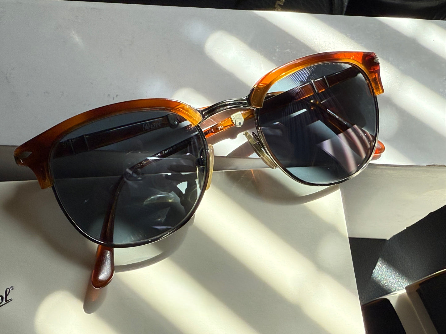 Persol PO 3132 Folding 51mm light blue / terra di siena 96 56 italy preowned