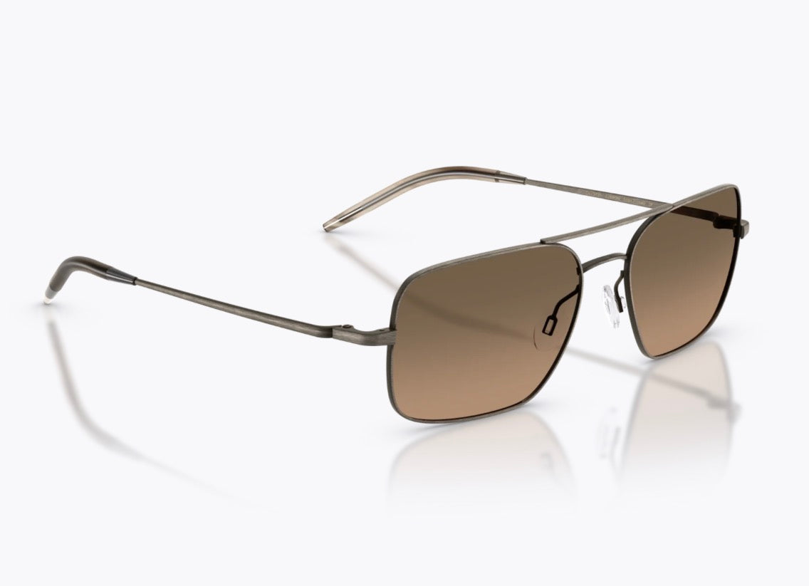 Oliver Peoples Victory II 55mm Pewter Metal / Sandstone Gradient Polarized Crystal Glass Lens OV 1373s 5289GN Italy NEW