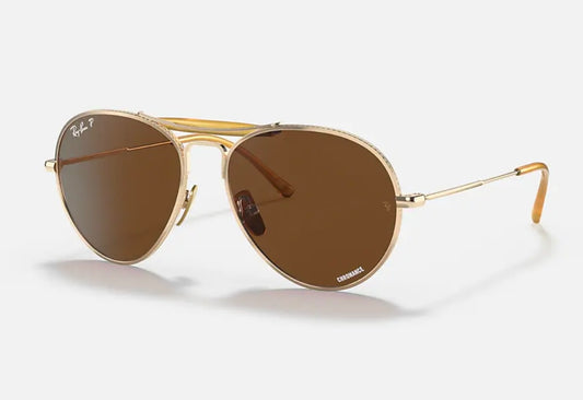 Ray-Ban RB 8063 Titanium 55mm Gold / Dark Brown Classic Chromance Polarized 9205AN Japan NEW