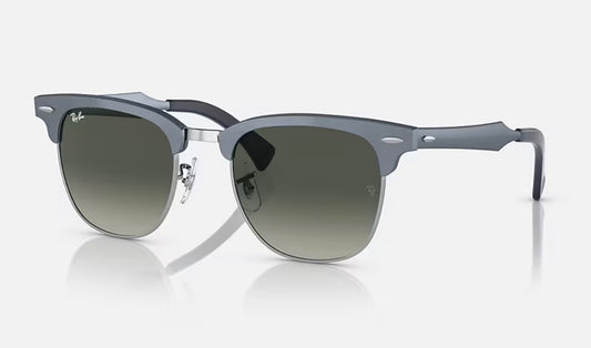 Ray-Ban Clubmaster Aluminum 51mm Matte Blue Silver / Gray Gradient Lens RB 3507 9248 / 71 Italy NEW