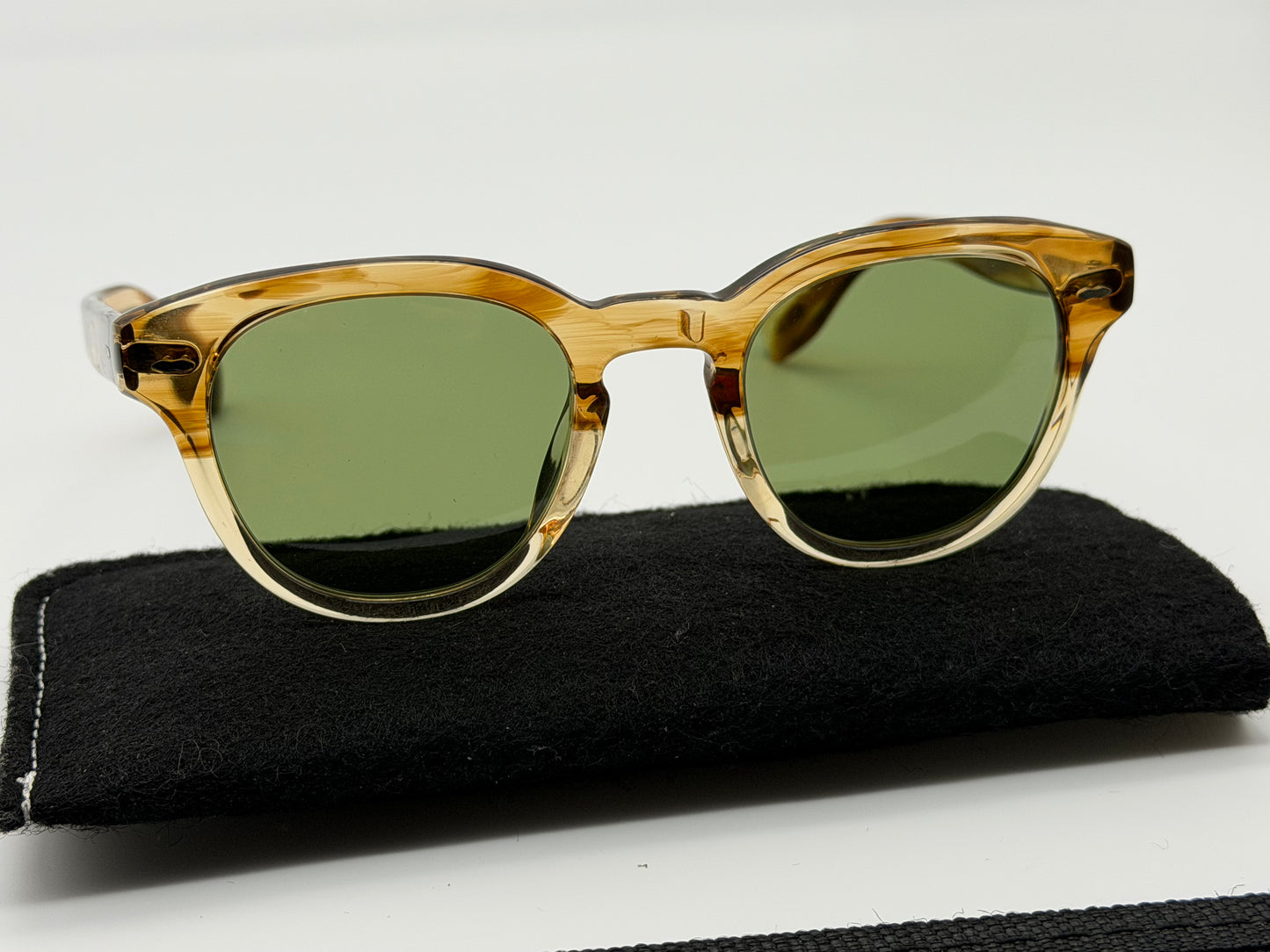 Oliver Peoples Cary Grant Sun 48mm Honey VSB Green Glass Lens OV 5413SU 167452 Italy Preowned