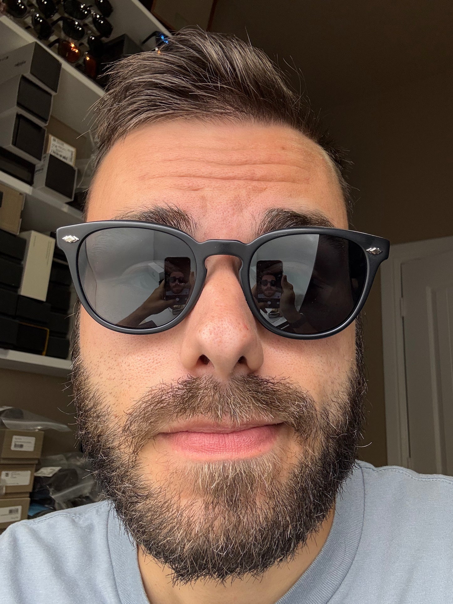 Oliver Peoples Sheldrake Plus 52mm OV 5312 SU 1465R8 Matte Black / Indigo Photochromic glass Italy Preowned