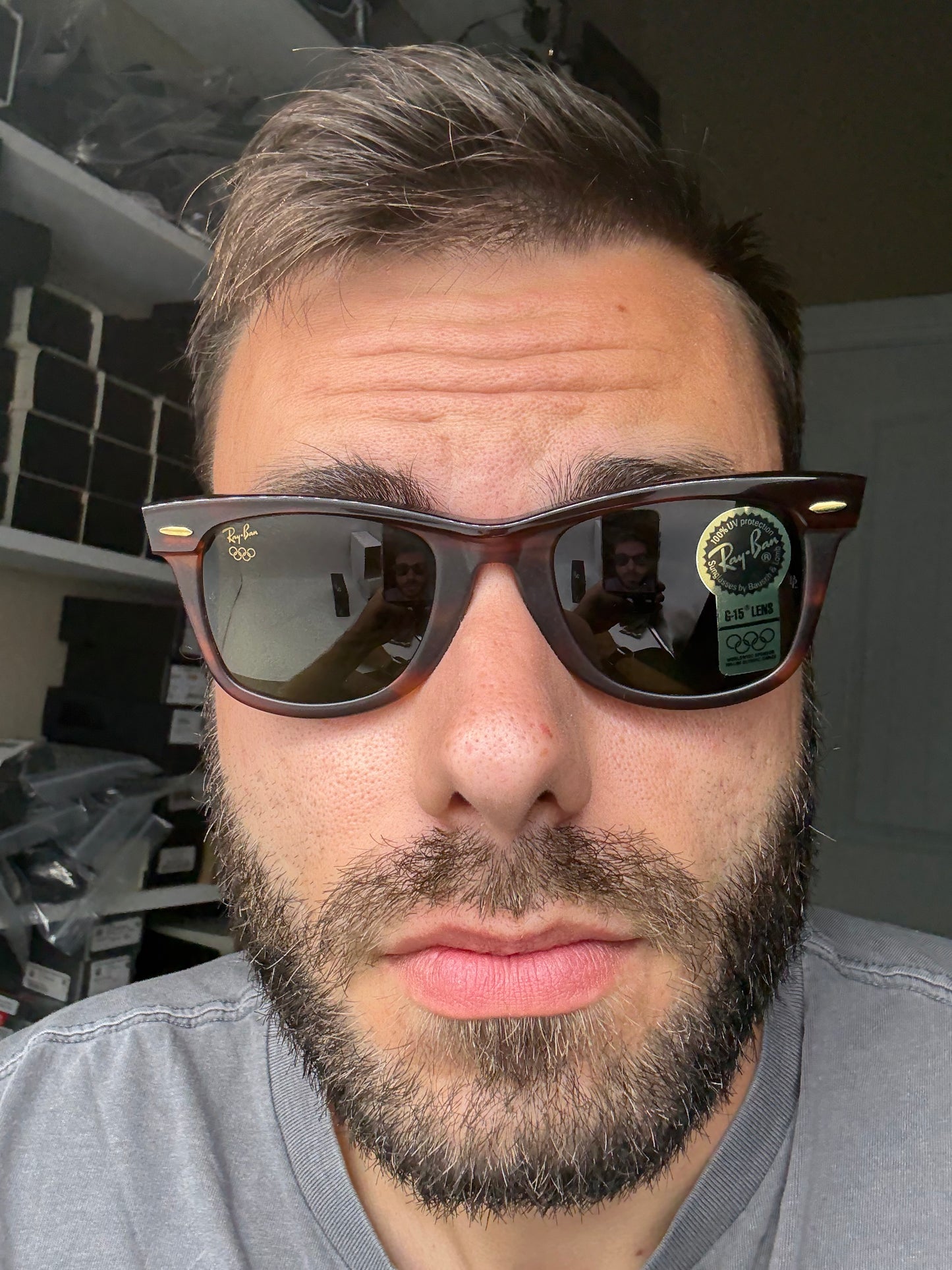 VINTAGE RAY-BAN WAYFARER 50mm USA B&L OLYMPIC SERIES TORTOISE / G-15 W2244 XUAR NOS