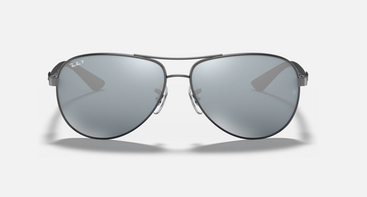 Ray-Ban CARBON FIBRE RB 8313 004/K6 61mm Polished Gunmetal Silver P3 Plus NEW