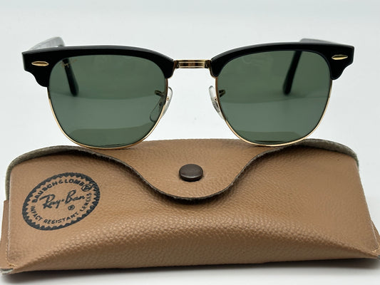 RAY-BAN USA BAUSCH & LOMB Clubmaster 51mm Black Gold G-15 W0366 new old stock