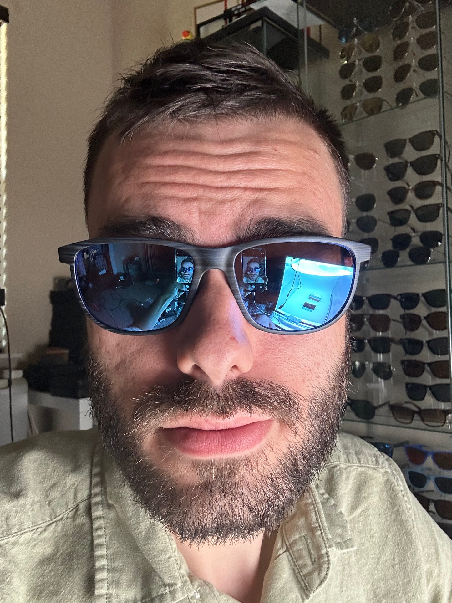 Maui Jim LeLe Kawa 58mm Dark Navy Stripe Blue Hawaii STG Italy NEW