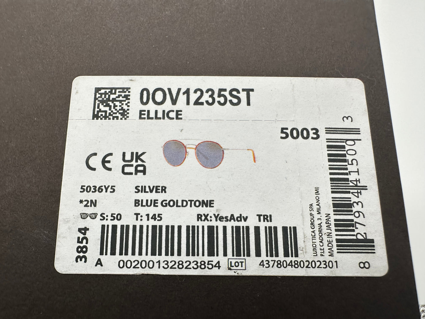 Oliver Peoples Ellice Silver/Blue Goldtone OV 1235 ST made in Japan NEW