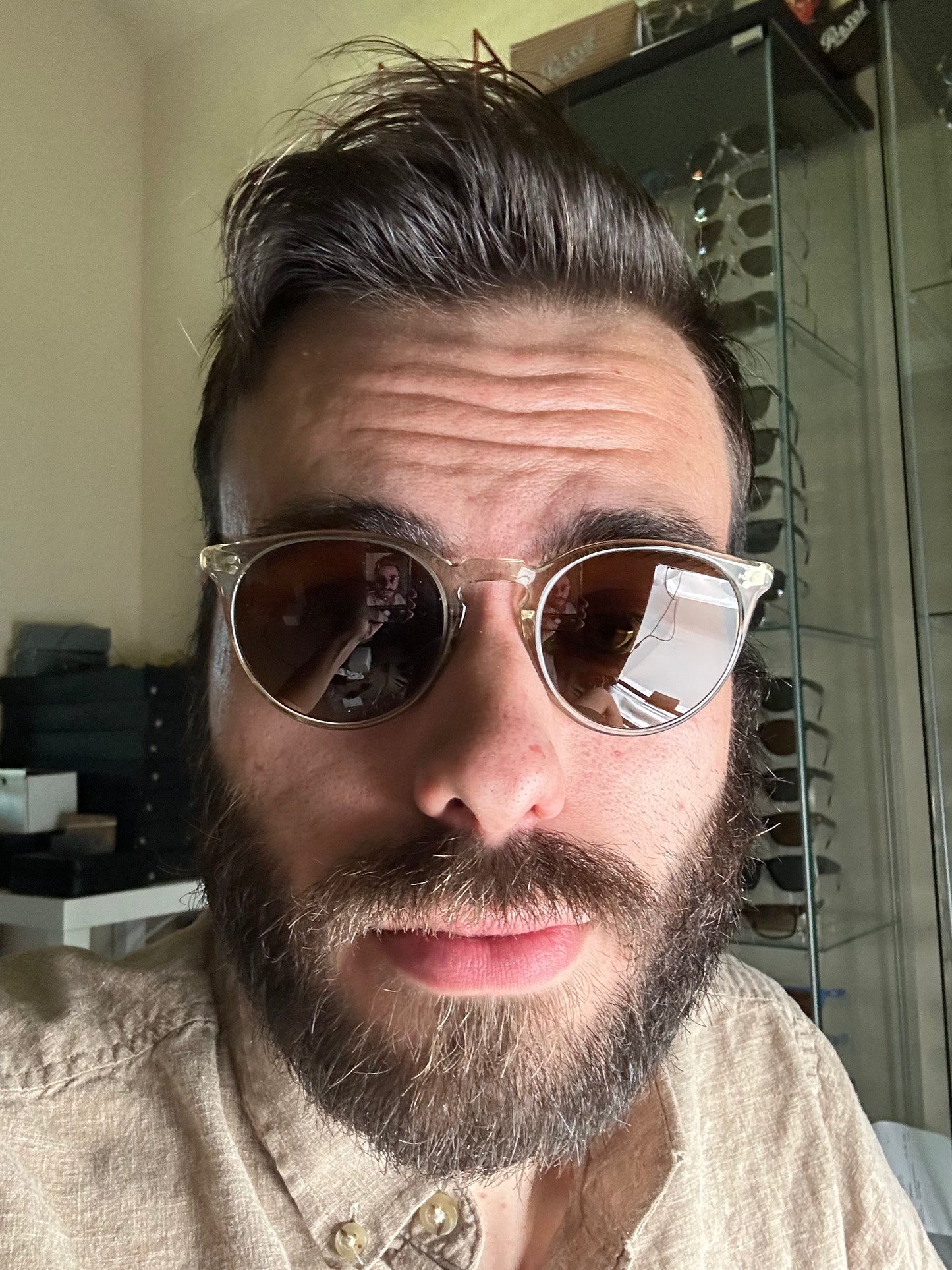 Oliver Peoples O'Malley 48mm NYC The Row OV5183SM 155453 Gray Brown Sunglasses Preowned