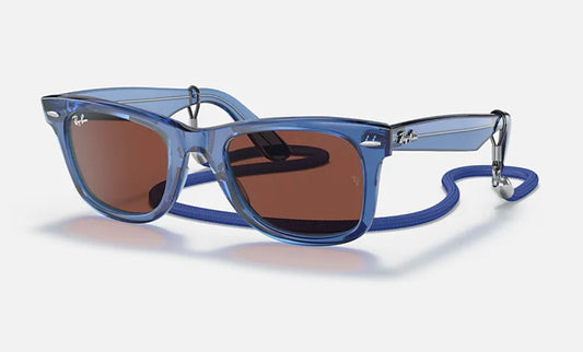 Ray-Ban Original Wayfarer 50mm Transparent Blue Color Mix with Leash Italy