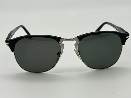 Persol PO 8649 S 56mm Black Silver Polarized 95/58 Preowned