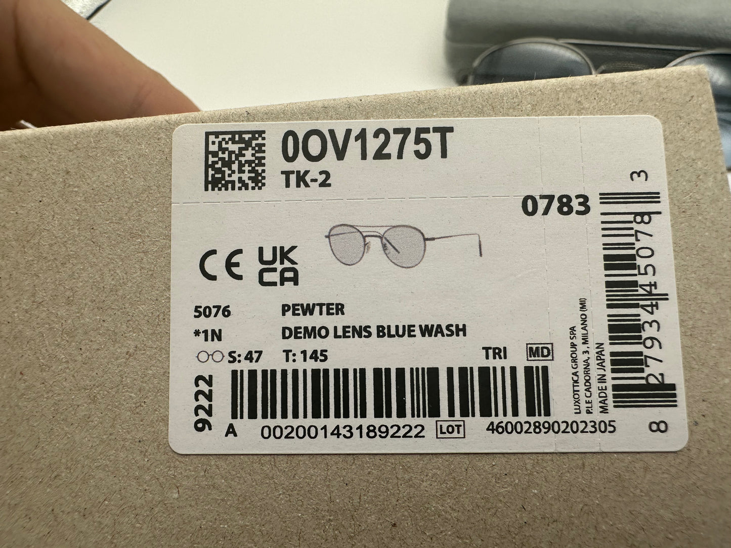 Oliver Peoples TK-2 47mm Pewter Blue Wash Demo OV1275T 5076 Japan NEW