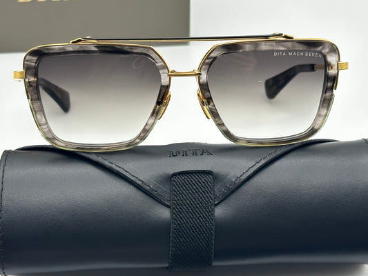 Dita Mach-Seven 56mm Dark Grey Swirl Yellow Gold Dark Grey to Clear Preowned