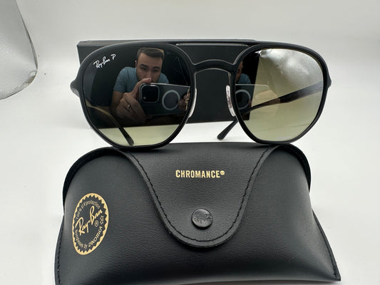 Ray Ban RB 4321CH 53mm Matte Black Gray Mirror Silver Chromance Italy New