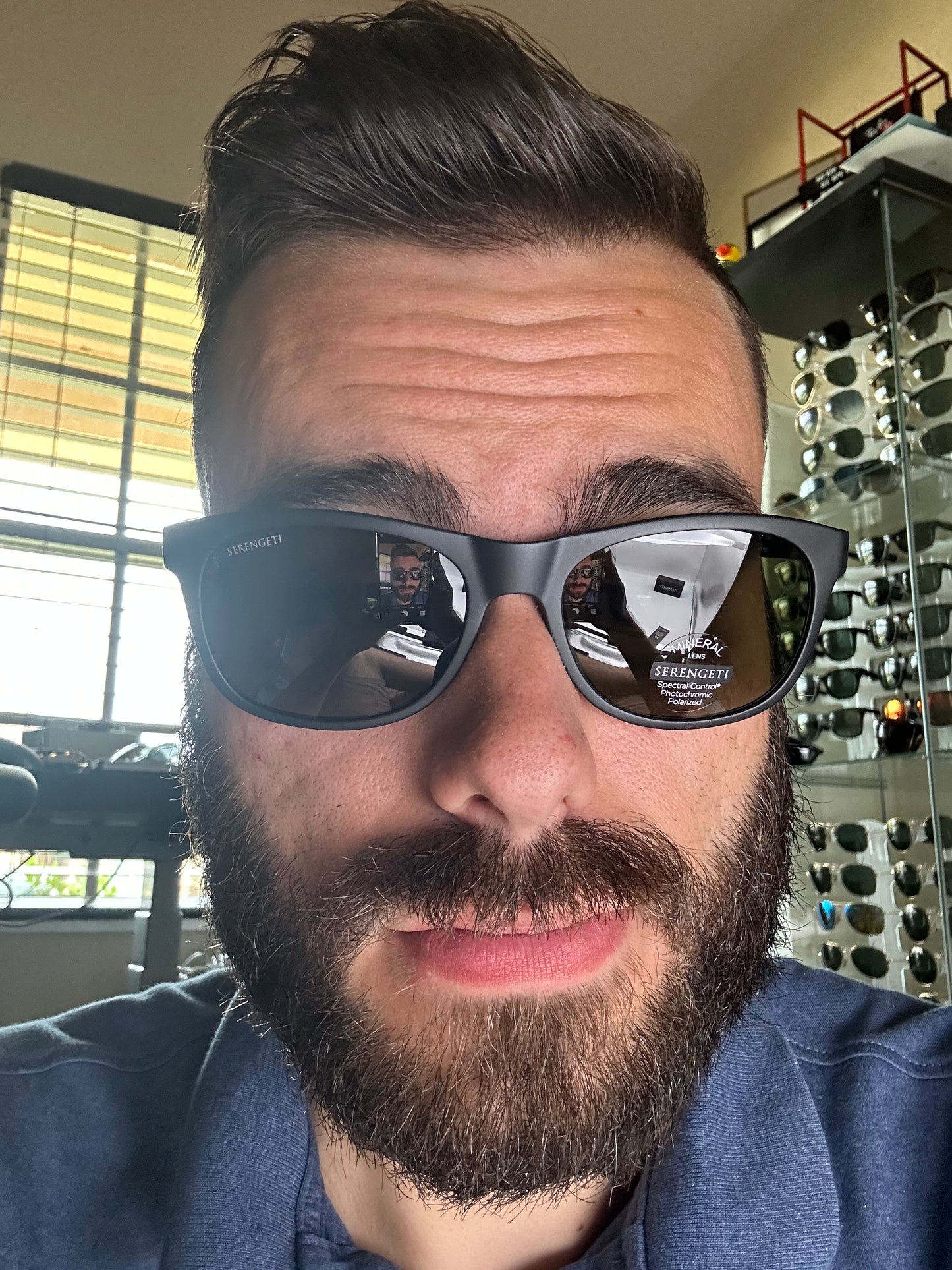 Serengeti Anteo 55mm Matte Black Polarized 555 nm Mineral Glass Photochromic Lens made in Italy