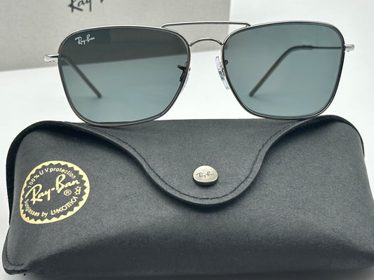 Ray-Ban Caravan Reverse 58mm RBR 0102S Gunmetal /Dark Gray made in Italy NEW