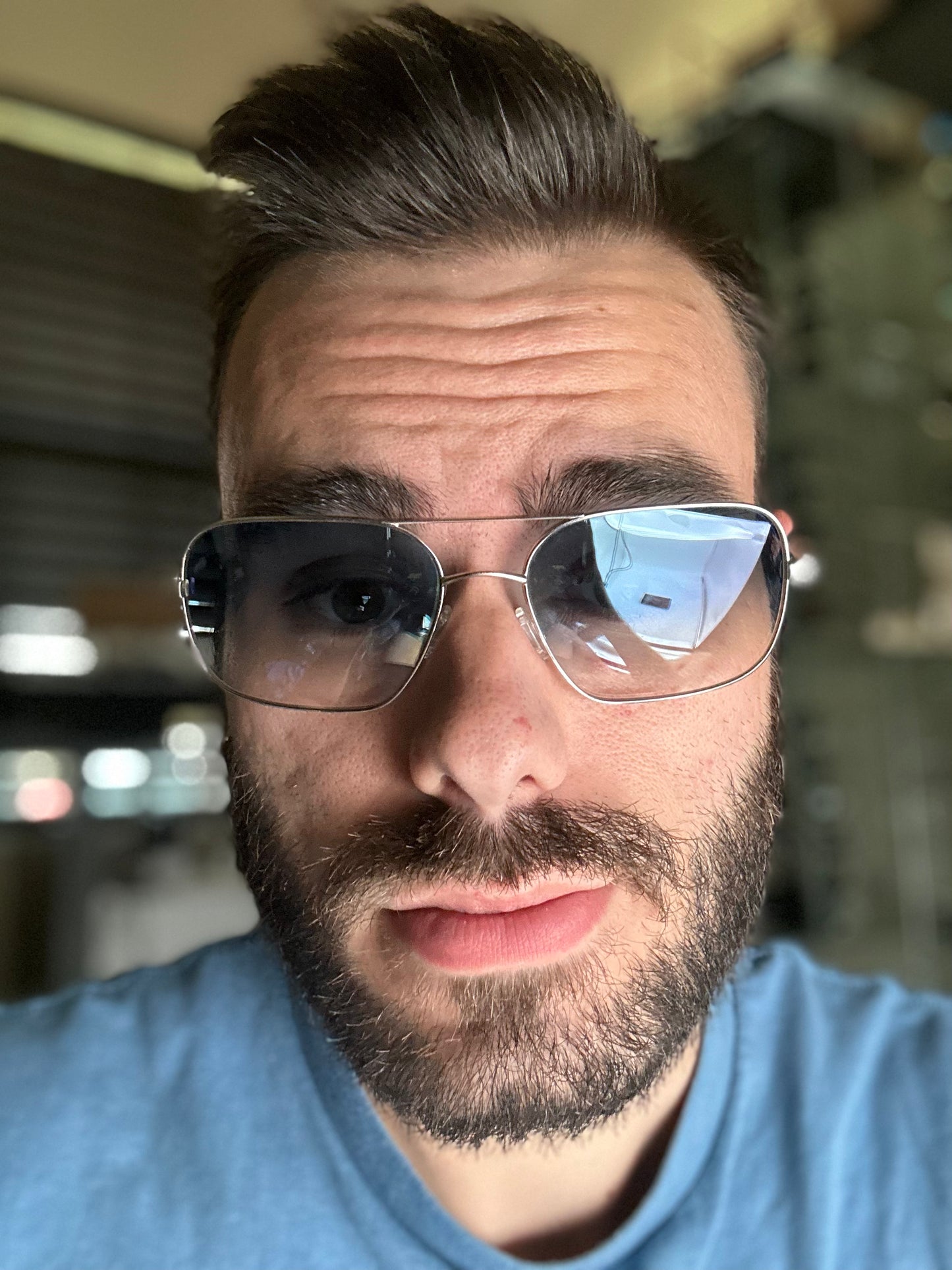 Oliver Peoples Victory 58 VFX SilverPhotochromic Blue Clear Gradient Preowned