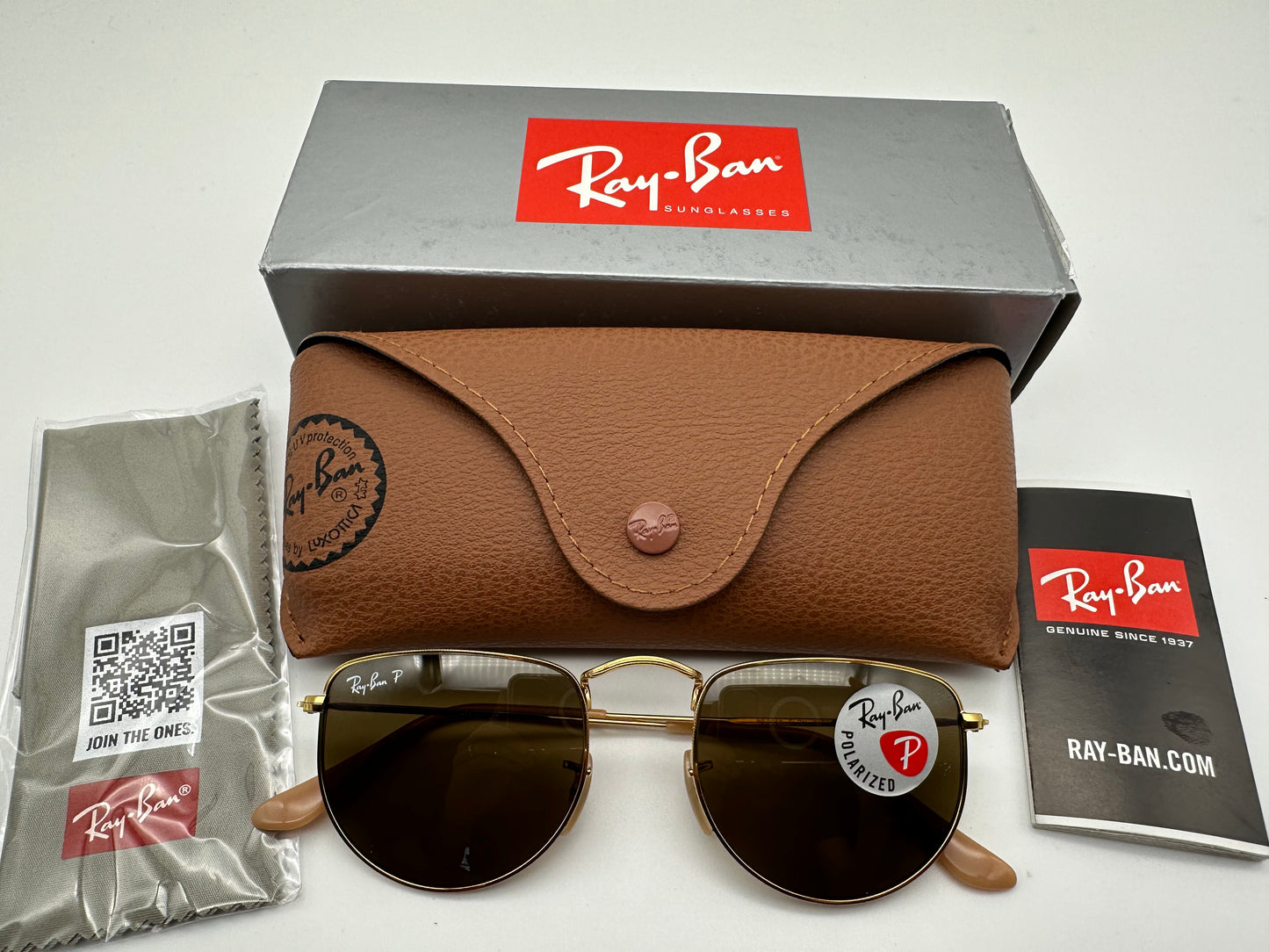 Ray-Ban Elon RB 3958 Gold Brown Polarized 50mm Italy