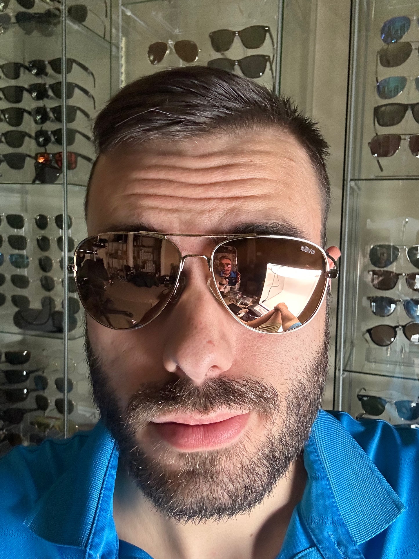 Revo Aviator Windspeed Champagne Mirror Polarized RE3087-04-CH 61mm Gold Sunglasses Italy