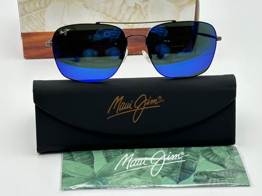 Maui Jim Lava Tube 57mm Blue Hawaii Gunmetal Titanium Japan