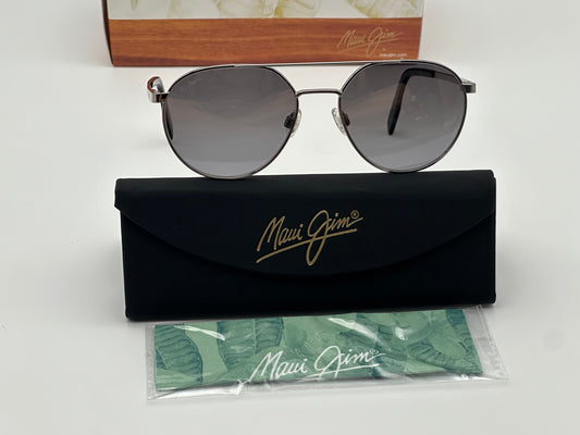 MAUI JIM WATERFRONT 55mm Gray Metal Dual Mirror Silver to Black Italy NEW