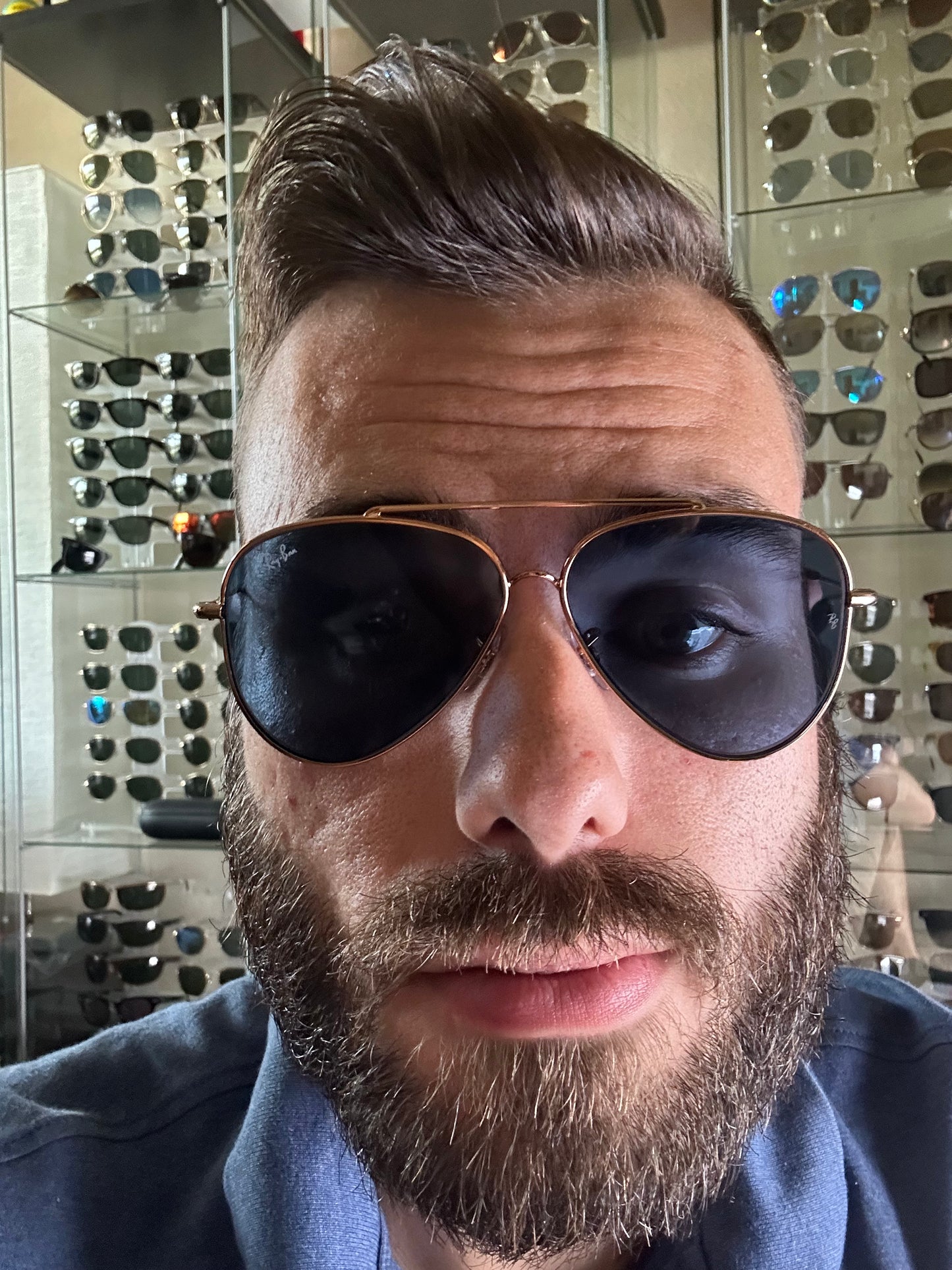 Ray-Ban Aviator Reverse Rose 59mm Gold / Dark Blue RBR 0101s 92023A Made in Italy