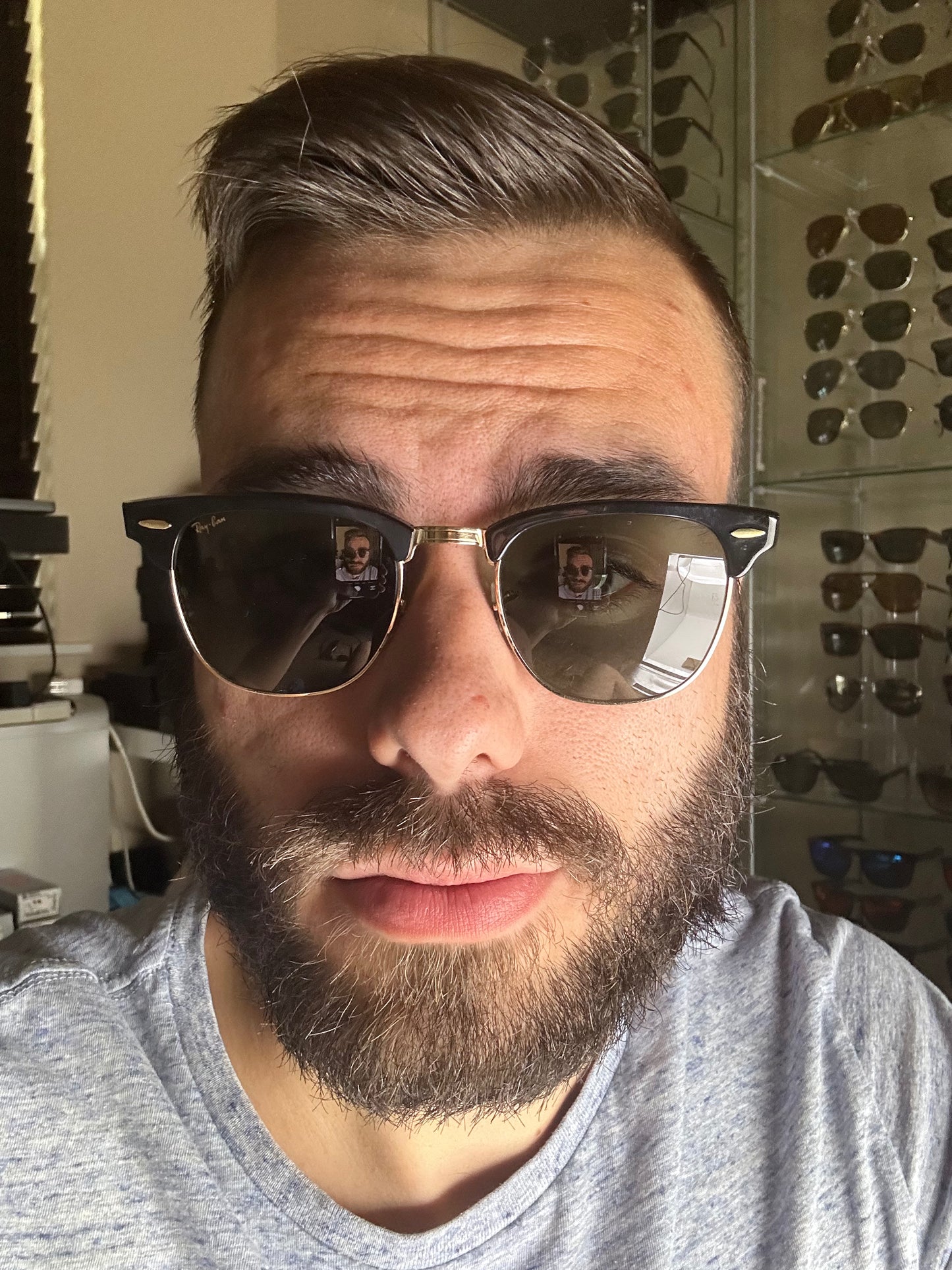 RAY-BAN USA BAUSCH & LOMB Clubmaster 51mm Black Gold G-15 W0366 new old stock