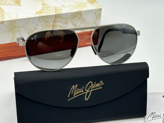NEW Maui Jim Swinging Bridges Polarized Brushed Gray Sunglass Gray Lens NEW