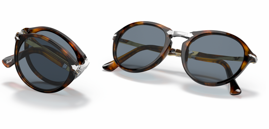 Persol PO 3274 Sunglasses Folding Round 108/56 Sunglasses Light Blue Caffe