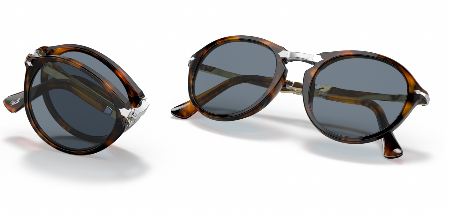Persol PO 3274 Sunglasses Folding Round 108/56 Sunglasses Light Blue Caffe