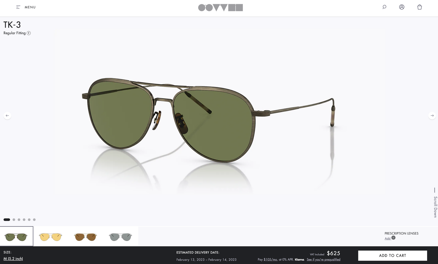 Oliver Peoples TK-3 OV 1276 ST 56mm Antique Gold G-15 528452 Sunglasses