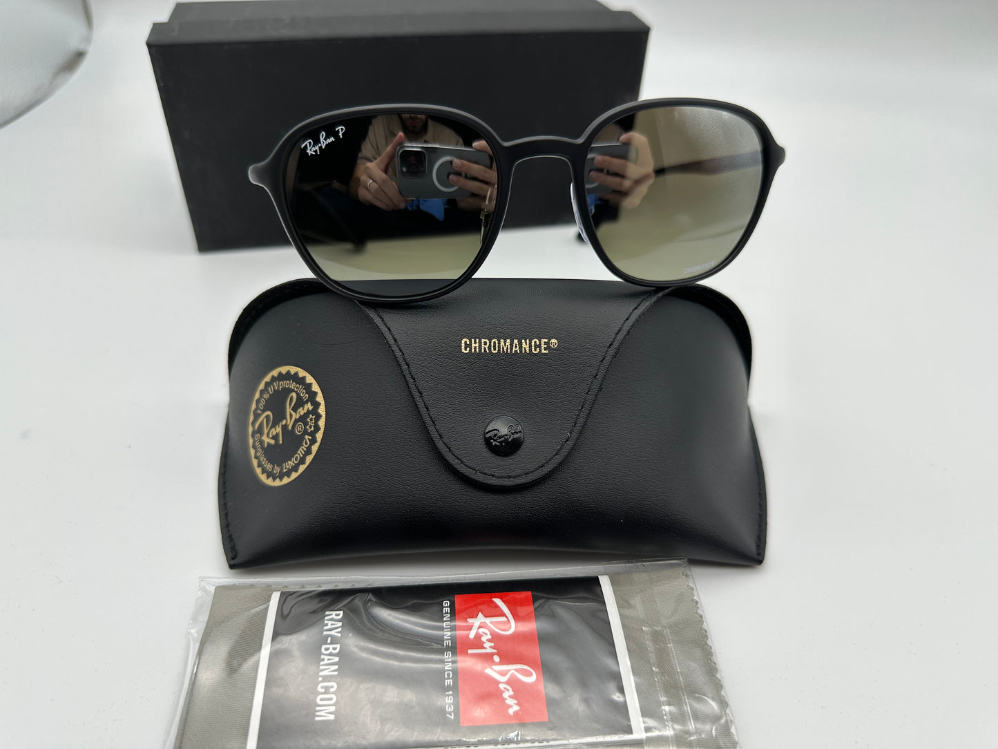 RAY BAN RB4341CH 601S5J Matte Black Grey Mirror Polarized Men's 51mm Sunglasses NEW