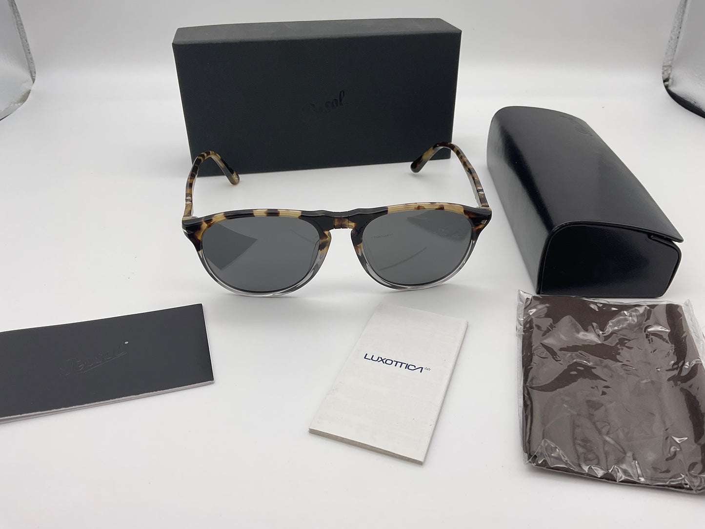 Persol PO 9649 1130B1 Brown Beige Pilot 55mm Sunglasses