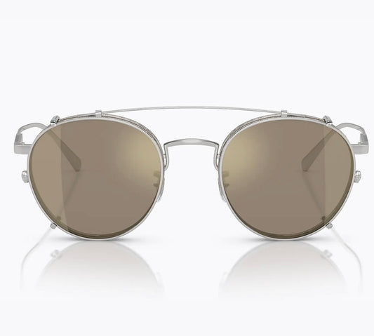 Oliver Peoples Artemio 48mm Brunello Cucinelli OV 1302 5036 Silver Taupe Unisex Eyeglasses With Clip-On PREOWNED