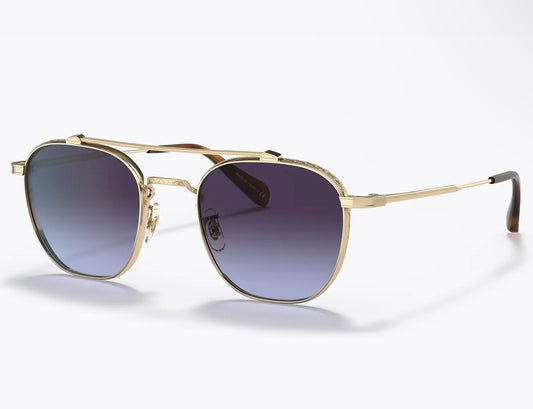 Oliver Peoples Mandeville 49mm Brushed Gold Dark Blue Gradient OV1294ST NEW